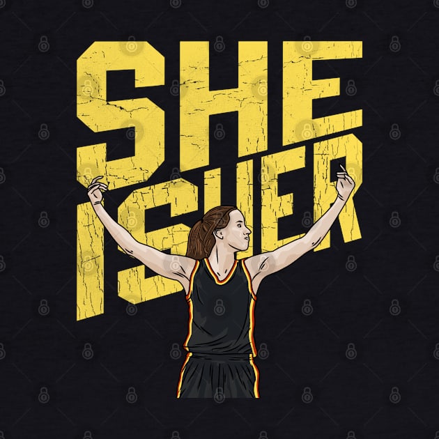 She Is Her - Caitlin Clark - Flat Cartoon Drawing by thesportstation